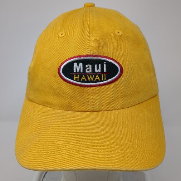 Maui Hawaii Slideback Hat Yellow One Size Vent Holes Ahead Vintage - Picture 2 of 9
